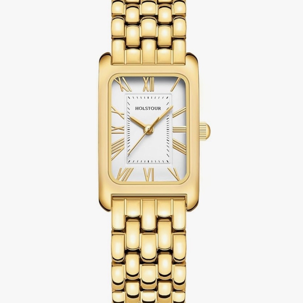 HOLSTOUR, Women's Gold Stainless Steel, Rectangular Bracelet Watch
